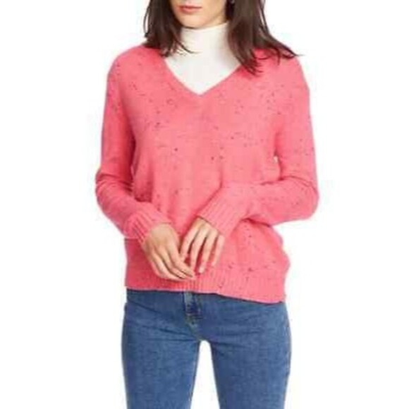 Court & Rowe Nep Flecked Sweater Top Size S Ribbed Knit Vivid Pink NEW Tag B43 - Picture 1 of 6
